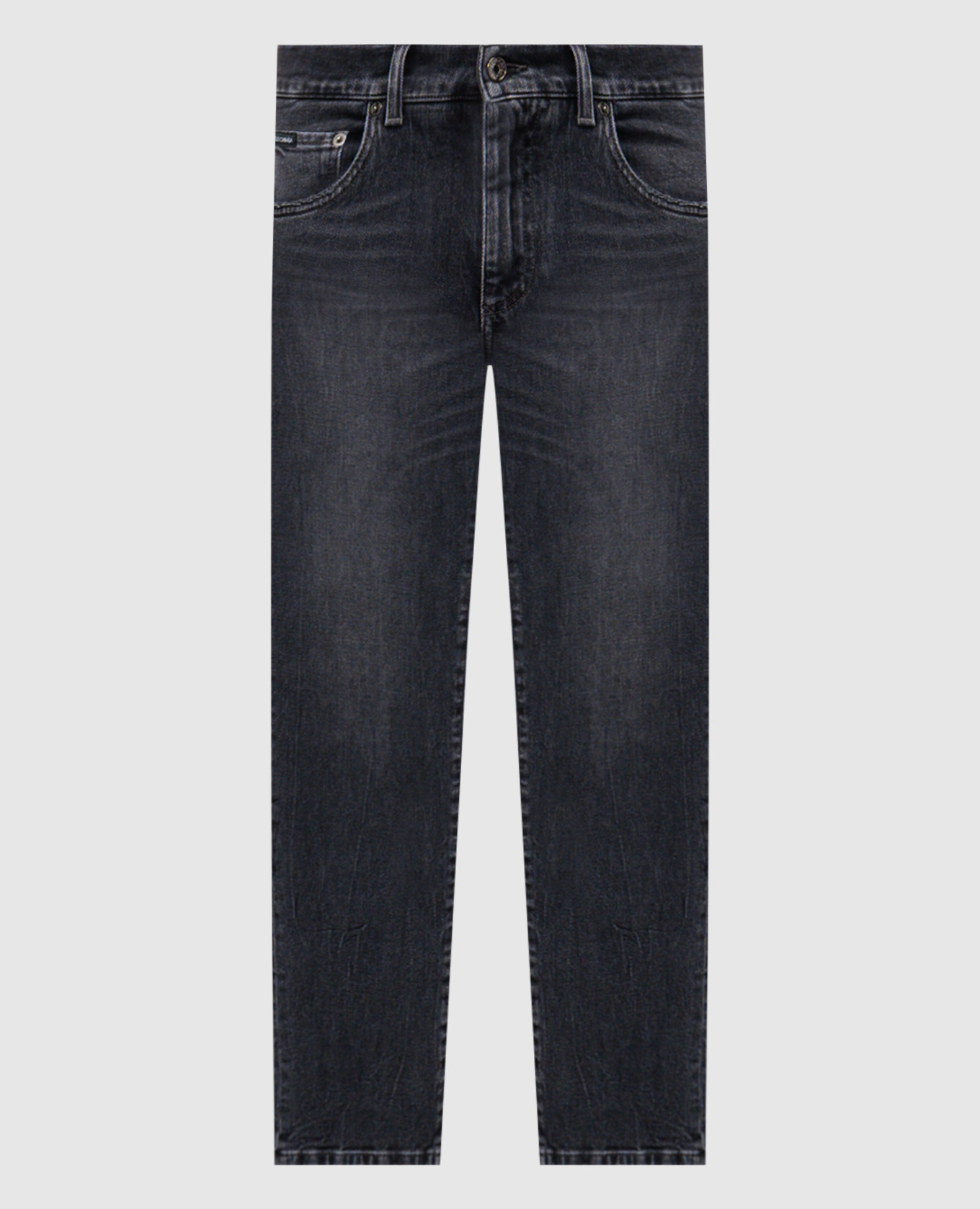 

Серые джинсы с вышивкой логотипа монограммы, Серый, Зауженные джинсы