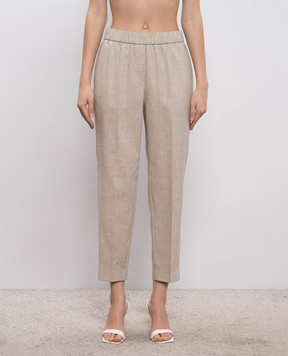 Peserico Бежевые брюки из льна и шерсти A0457205814