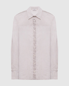 Peserico Біла сорочка із шовком в смужку A06338D00679