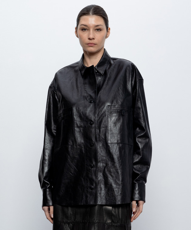 Ermanno Scervino Чорна шкіряна сорочка D482I750IHK зображення 3