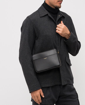 Saint Laurent Черная кожаная сумка с логотипом 8378192R20W