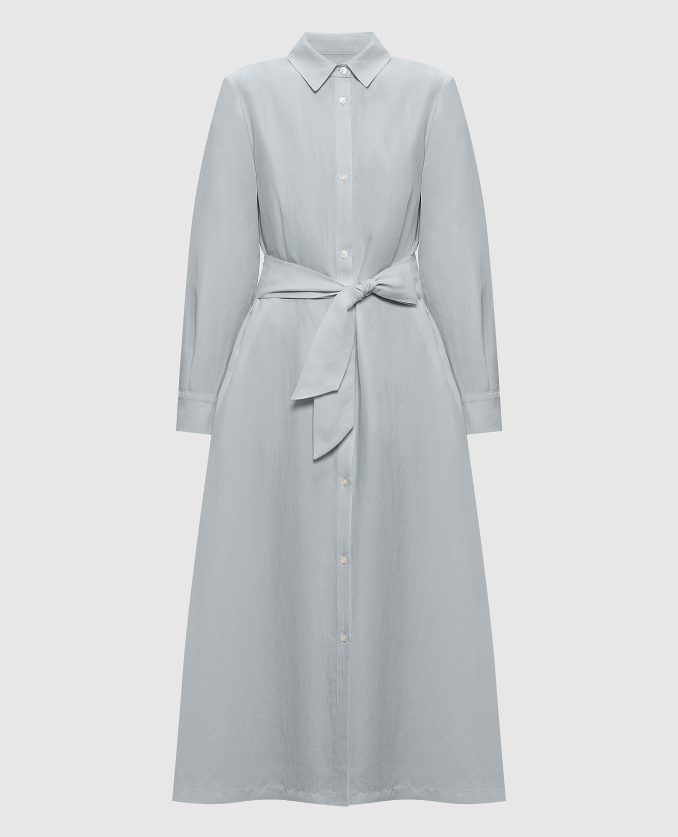 Зеленое платье-рубашка с льном