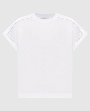 Peserico Белая футболка с леном с цепочкой мониль S06416J00D03036