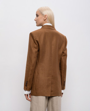 Brunello Cucinelli Коричневий жакет з льону з ланцюжком MH5277317