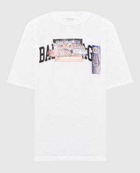 Balenciaga Футболка кольору айворі з принтом 764235TUVS3