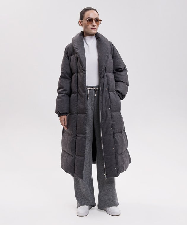 Be Florence Серый удлиненный пуховик BE2639 изображение 2