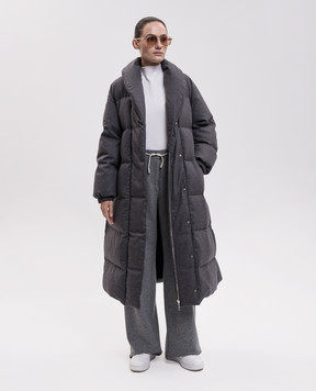 Be Florence Серый удлиненный пуховик BE2639