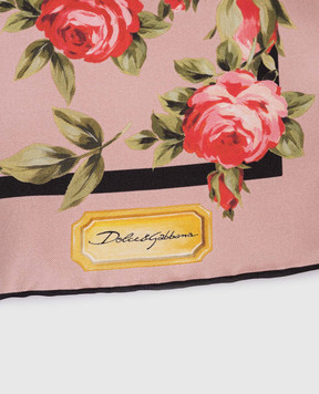 Dolce&Gabbana Рожева хустка із шовку в квітковий принт FN092RGDDPM