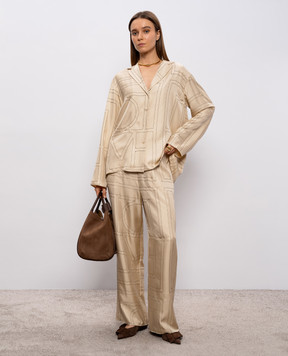 Toteme Бежевые брюки из шелка 213255707