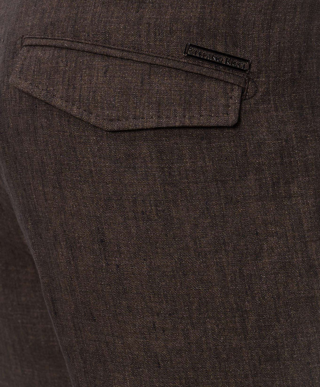 Stefano Ricci Коричневые шорты из льна M1T6100300L0005Q изображение 5