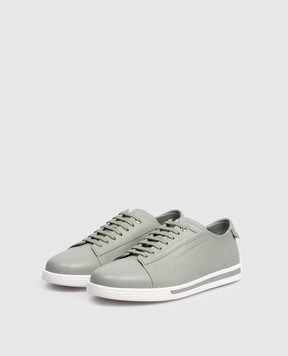 Stefano Ricci Зелені шкіряні кросівки з монограмою логотипа UV33G6662MR