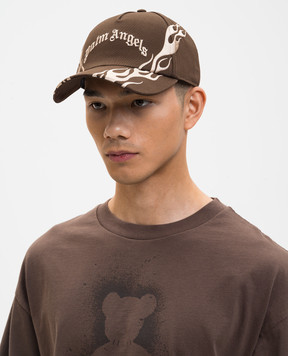 Palm Angels Коричневая кепка Flames PMLB104S26FAB00E