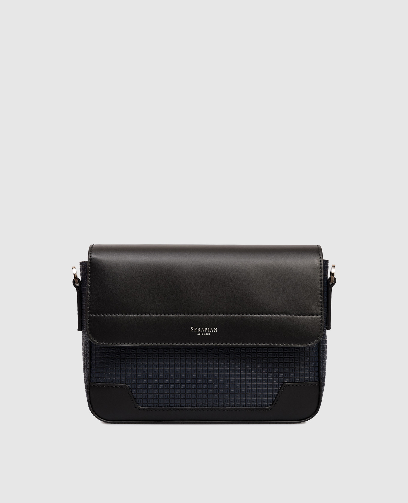 

Синяя кожаная сумка-мессенджер с логотипом, Синий, Сумки-мессенджеры