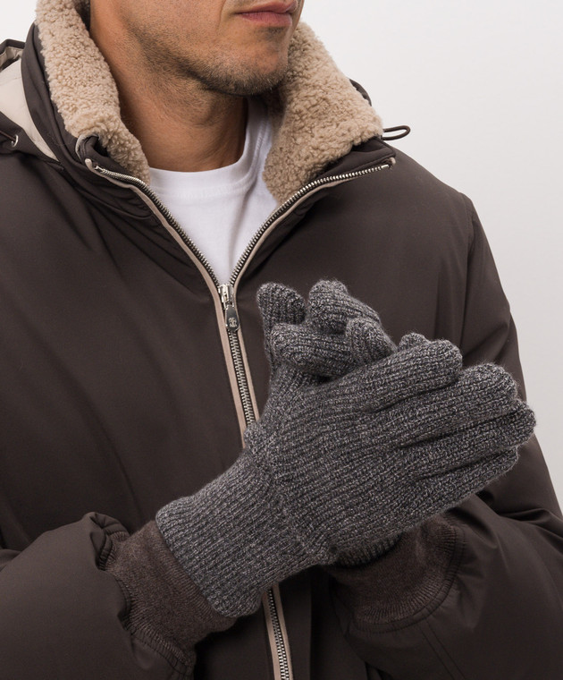 Brunello Cucinelli Сірі рукавички з кашеміру MQS95908 зображення 2