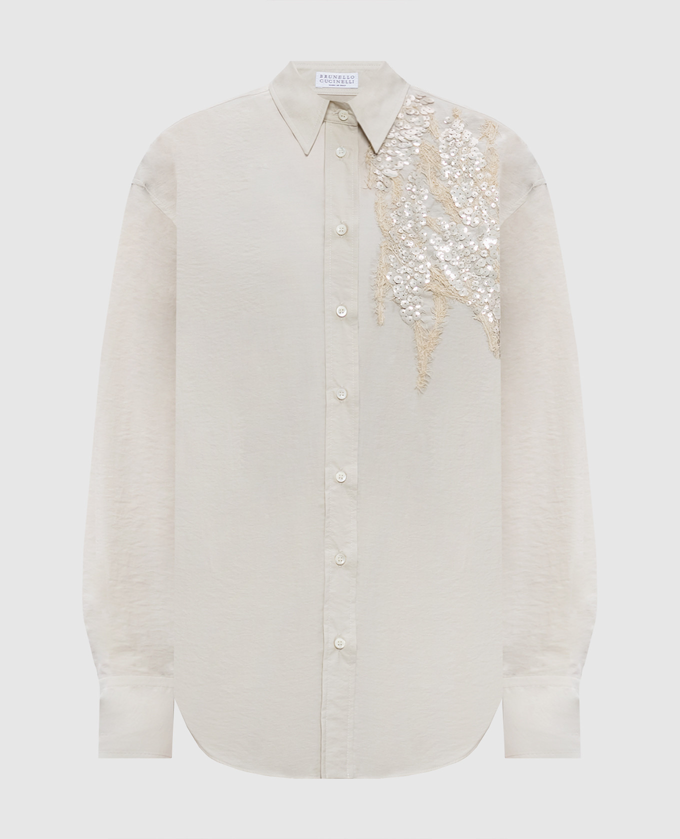 

Бежевая рубашка с пайетками, Бежевый, Рубашки