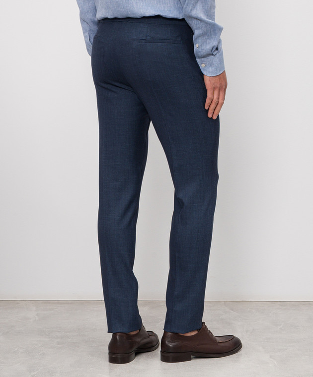Enrico Mandelli Синие брюки с шерстью, шелком и льном GYM02B6043 изображение 4