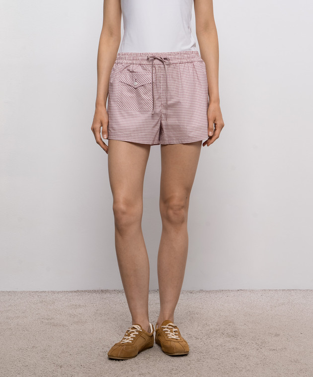 Valentino Розовые шорты в клетку 9B3RF365ACD изображение 2