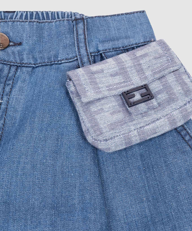 Fendi Детские синие джинсовые шорты JFF400AVWI изображение 3