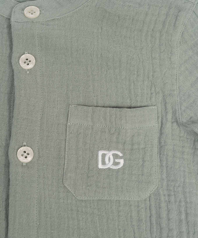 Dolce&Gabbana Дитяча зелена сорочка з монограмою логотипа L14S80FU5YU зображення 3