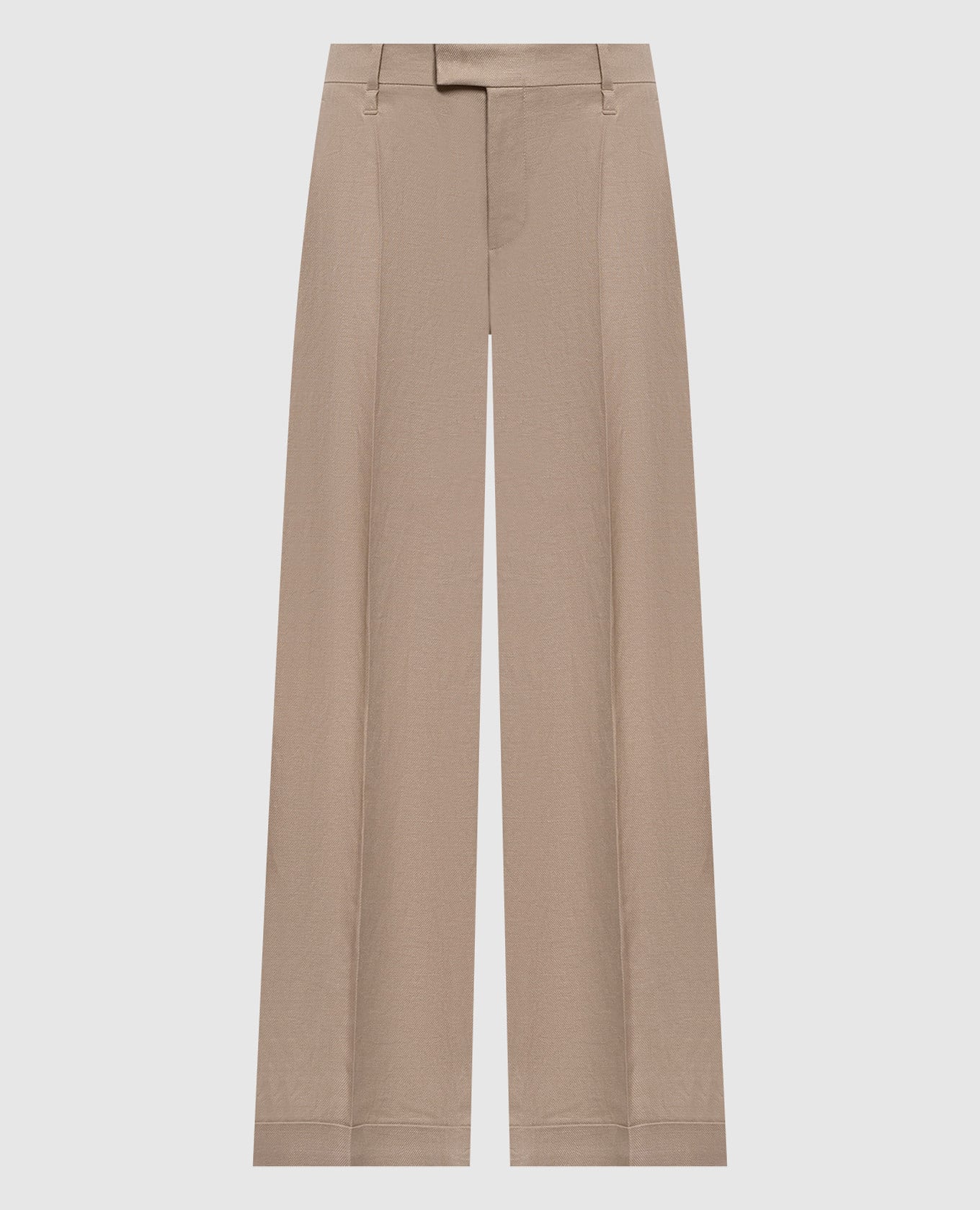 Бежевые брюки из льна с отворотами