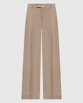 Brunello Cucinelli Бежеві штани з льону з відворотами MH527P8492