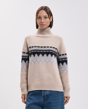 Allude Бежевий светр з кашеміру у візерунок 26551001