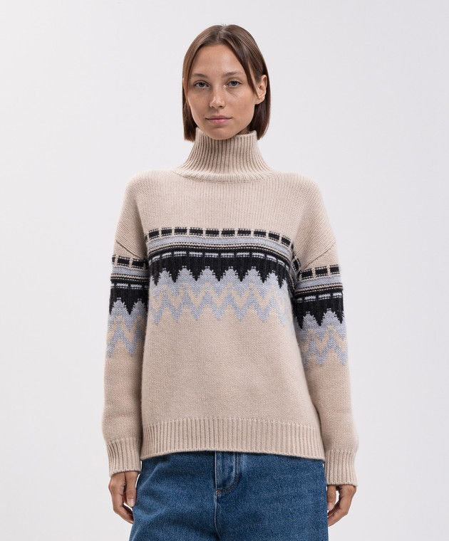 Allude Бежевий светр з кашеміру у візерунок 26551001 зображення 3