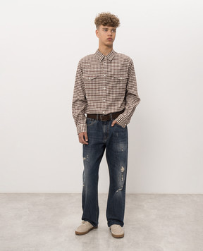 Maison Margiela MM6 Коричневая рубашка в клетку SH0DT0047M36011
