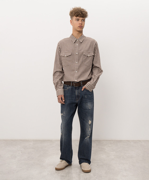 Maison Margiela MM6 Коричнева сорочка в клітинку SH0DT0047M36011 зображення 2