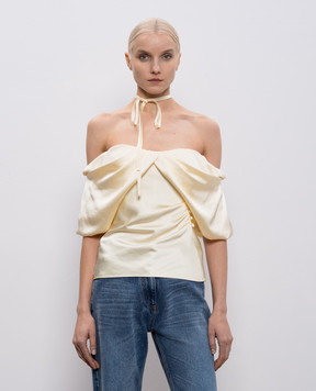 Alexander McQueen Желтый топ с драпировкой 852813QEAHM