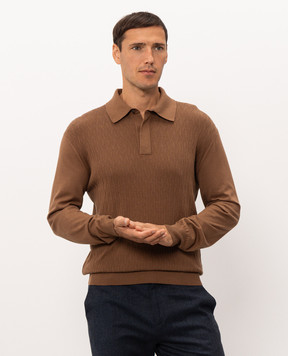 Canali Коричневое поло с тканым узором MK02486C1209