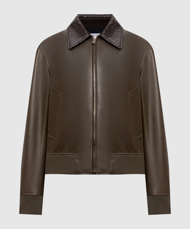 Bottega Veneta Шкіряна куртка кольору хакі 874736V61D0