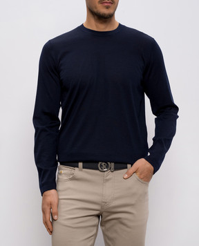 Stefano Ricci Синий кожаный ремень с логотипом N382VDC527P