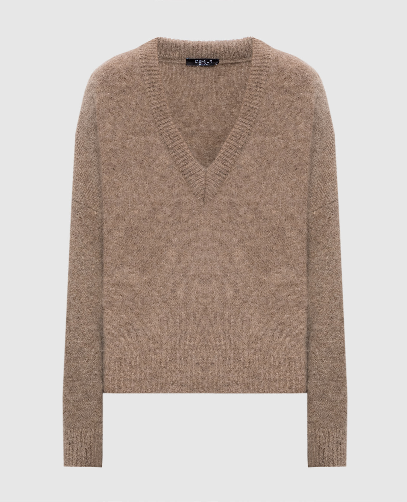 Коричневый пуловер с шерстью альпаки