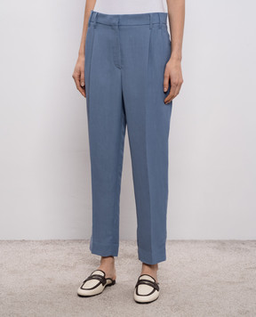 Brunello Cucinelli Сині штани з льоном з ланцюжком моніль MH126P8292