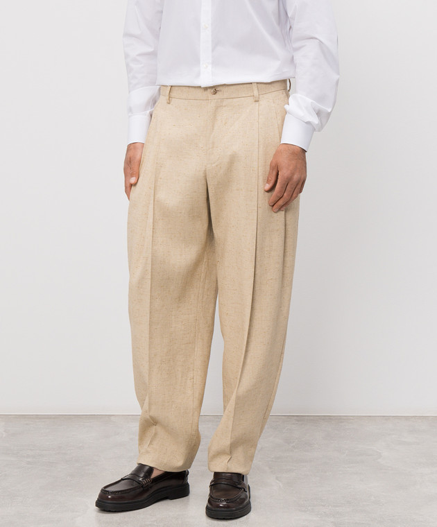 Dolce&Gabbana Бежеві штани з льону, шовку та коноплі GP10DTFUTDB зображення 2