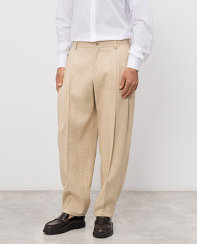 Dolce&Gabbana Бежеві штани з льону, шовку та коноплі GP10DTFUTDB