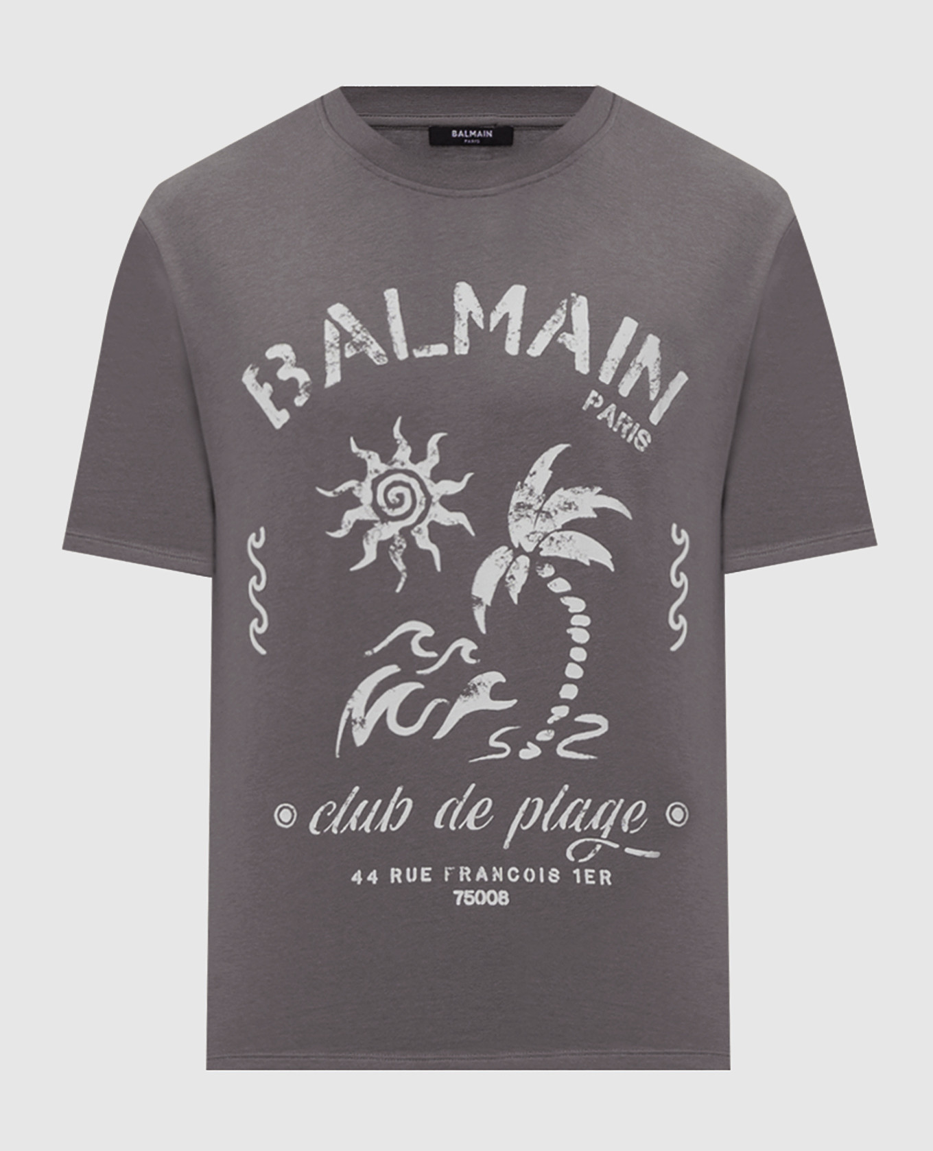 Серая футболка Balmain Plage
