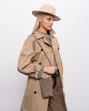 Brunello Cucinelli Коричневая замшевая сумка с тиснением логотипа MWDLD2739P