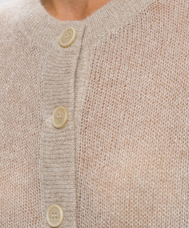 Brunello Cucinelli Бежевий кардиган з люрексом MBG775506 зображення 5
