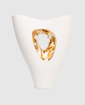 Fos Ceramiche Біла порцелянова ваза Falling in Love-S з позолотою FLSG