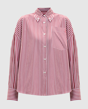Solotre Бордовая рубашка в полоску M1AB0042