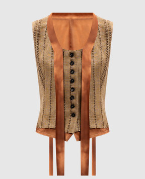 Masnada Коричневый жилет из льна 8013