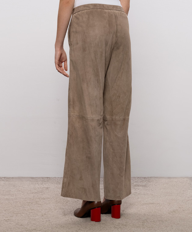 Max Mara Бежевые замшевые штаны TEMPIO SMMTEMPIO изображение 4