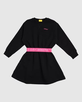 Off-White Дитяча чорна сукня з логотипом 44GDF002F5F001
