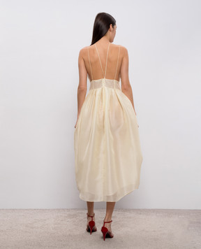 Khaite Жовта сукня міді Colette із шовку 5584382