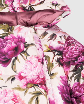 Dolce&Gabbana Детский розовый пуховой комбинезон в цветочный принт L2JO5KG7Q1M