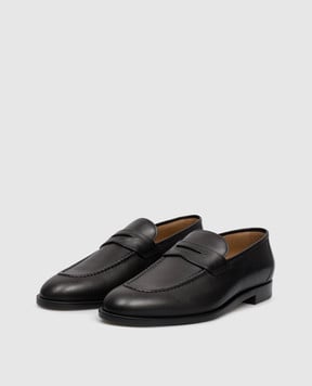 Loro Piana Кожаные лоферы Sergio черного цвета FAP5428sh