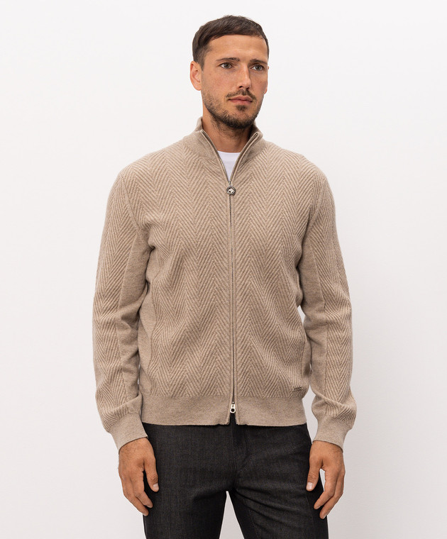 Stefano Ricci Бежевый кардиган из кашемира K606430R30F26317 изображение 3