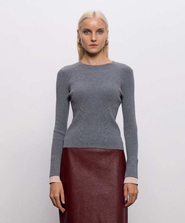 Twinset Серый джемпер с эффектом наложения слоев 262AP3251 изображение 3